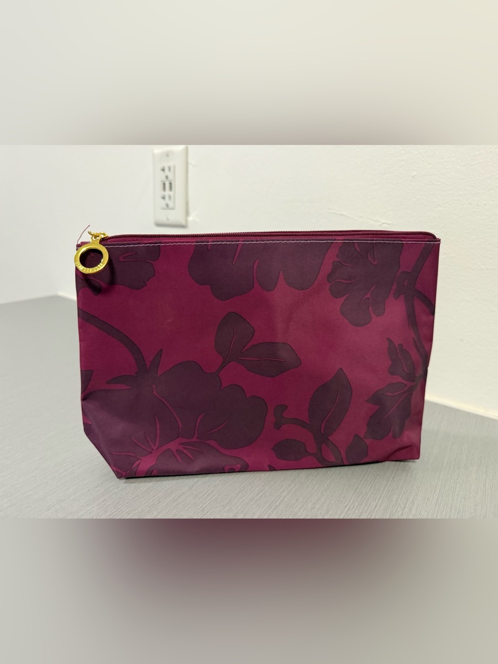 Estée Lauder Floral Makeup Cosmetic Bag Pouch Burgundy Purple